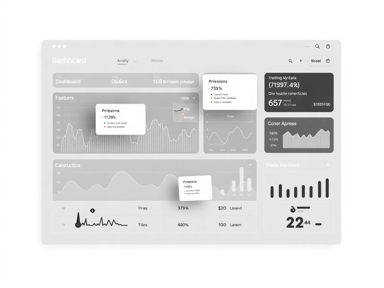 Mockup de dashboard de analítica de procesos